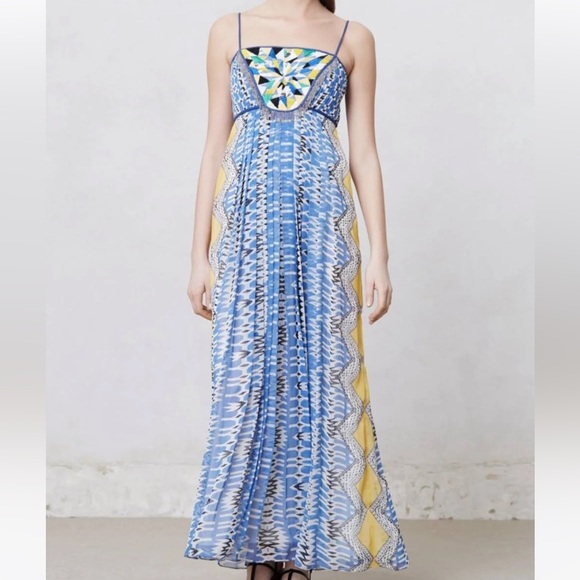 ANTHRO:RANNA GILL SUNBURST MAXI DRESS SMALL - Picture 1 of 17